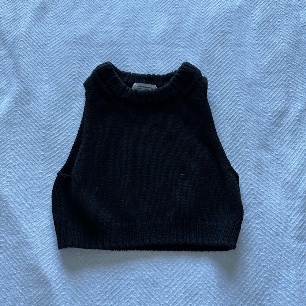 Cropped crochet vest